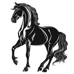 Obraz na płótnie Canvas Vector black horse silhouette vintage isolated.
