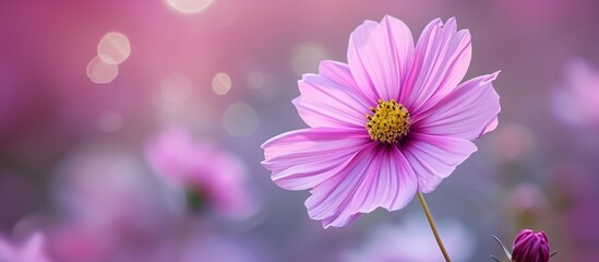 Beautiful pink flower with soft blur background, nature botanical closeup concept