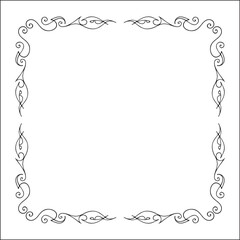Elegant black and white monochrome ornamental border with sharp angles for greeting cards, banners, invitations. Vector frame for all sizes and formats. Isolated vector illustration.	
