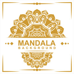 Golden frame with mandala art background