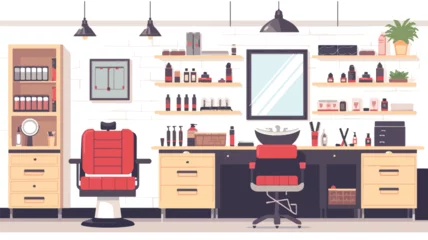 Poster Barber Shop or Beauty Salon Interior with Chair. © Vector