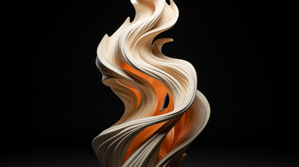 Black Smoke Fire Wave , 3d illustration of abstract geometric composition,digital fractal art works.