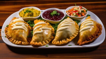 Delicious empanadas - traditional Latin American baked beef pastry.