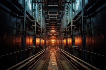 grunge elevator shaft of industrial building