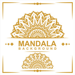 Golden frame with mandala art background