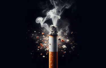 smoking cigarette on black background