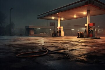 empty  gas station at night 