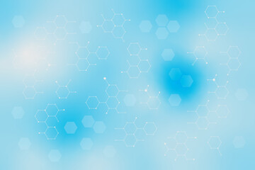 Abstract medical background with hexagon shape design elements. Healthcare, medicine, science  template. Molecular structures or chemical engineering concept