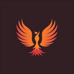 Obraz premium Flat vector logo of a stylized phoenix rising from flames
