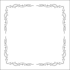 Elegant black and white monochrome ornamental border with sharp angles for greeting cards, banners, invitations. Vector frame for all sizes and formats. Isolated vector illustration.	
