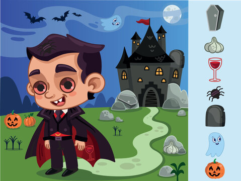 Find 7 hidden objects game for children. Vector illustration.