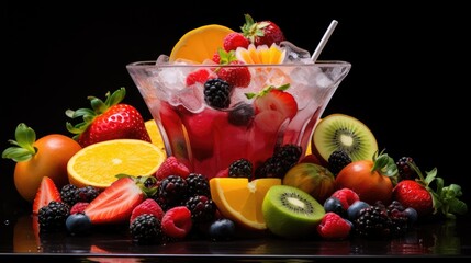 Tropical and refreshing Mexican frutales - a mix of fruits with ice syrup.