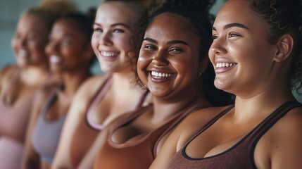 smiling curvy women, portraits and diversity