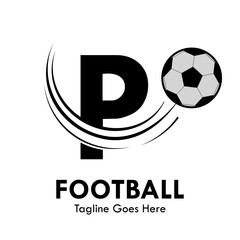 p Letter with football design logo template illustration