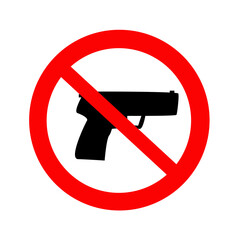 Prohibiting sign for gun. No gun sign. Vector illustration