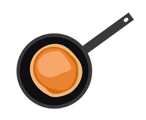 pancake in a frying pan vector illustration isolated on white background