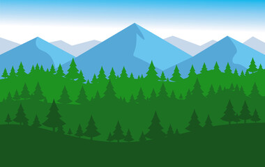 mountain and forest vector illustration