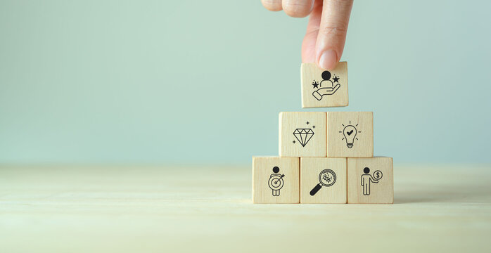 Competitive advantage concept.  Developing product, service or process that superior in terms of quality, cost, innovation  or efficiency. Attract customers, increase market share, success industry.