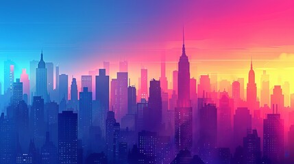 Fototapeta premium Gradient Skyline of Futuristic City