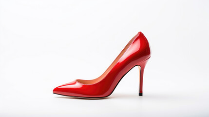 Beautiful red women's high heels isolated on white background