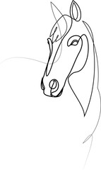 Horse portrait one line drawing. Vector illustration.