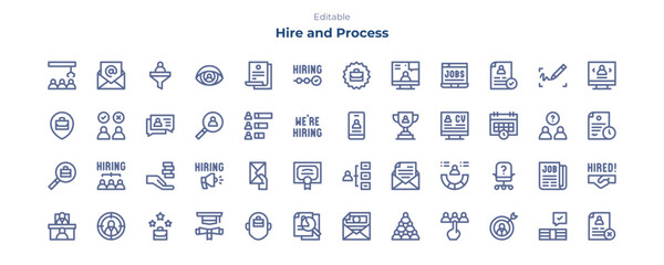 Hiring and selection process line icon pack. Hiring and selection process line icon collection. - obrazy, fototapety, plakaty