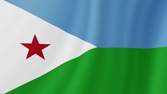 Djibouti Waving Flag. Realistic Flag Animation.