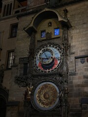 Astronomical clock in Prague during a winter night