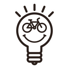 Bike icon in light bulb. E-bike idea logo - 735979800