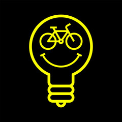 Bike icon in light bulb. E-bike idea logo - 735979831