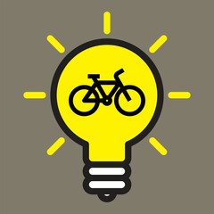 Bike icon in light bulb. E-bike idea logo - 735979840