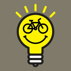 Bike icon in light bulb. E-bike smile - 735979865