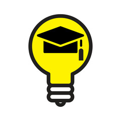 Graduation cap with light bulb.Idea icon, Creativity symbol - 735979878