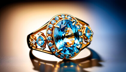 Topaz Jewelry, Gemstone, Precious, Blue, Luxury, Fashion, Accessories, Necklace, Earrings, Bracelet, Ring, Glamour, Sparkle, Gem, Elegant, AI Generated