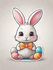 Obraz premium Adorable Adventure: Easter Bunny Illustration at Its Finest