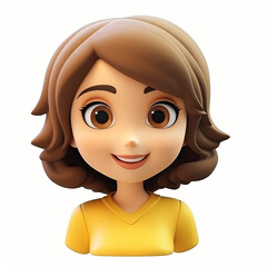 3d render icon of cute woman cartoon plastic generated AI