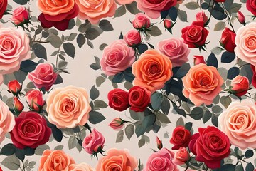 colorful pink a nd red roses with fresh water on it abstract flowers background of the roses 