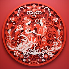 Double Happiness(Chinese traditional paper-cut art)
