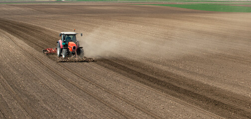 Tractor working in the field