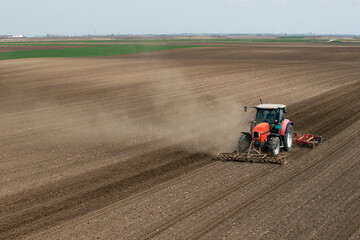 Tractor working in the field