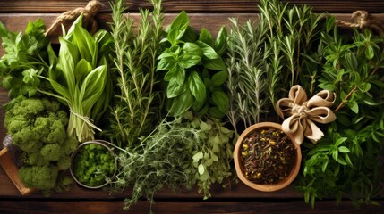 Immunity-Boosting Herbs Display a collection of im AI generated - obrazy, fototapety, plakaty