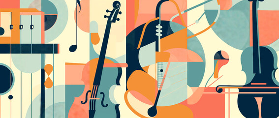 Musical instruments illustration. School of music.
