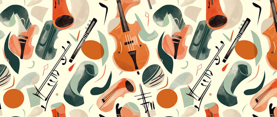 Musical instruments illustration. School of music.