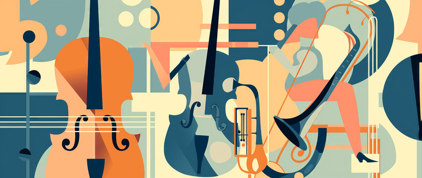 Musical instruments illustration. School of music. © Marraco