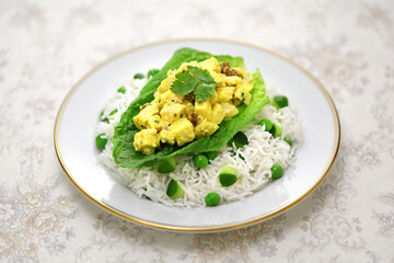 homemade coronation chicken plate, British cuisine