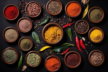 Fototapeta na wymiar Various spices and herbs