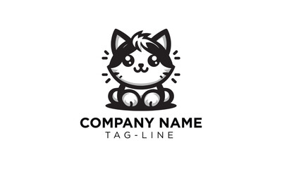 Cat mascot logo icon , black and white decent cat  mascot logo icon , cat cut mascot