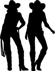 Hand drawn cowgirl silhouette