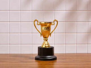 A shining award for a winner in athletic competition.