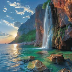A nation where waterfalls rush to meet sea beaches a spectacle of natural harmony - 169